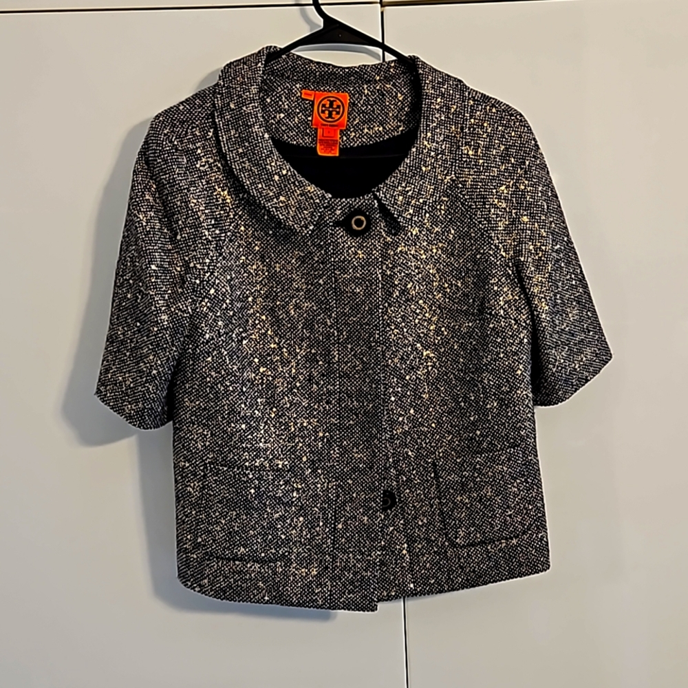 Tori Burch.  Gorgeous Suit. Amazing fabric with Gold.  Size 6. Mint Condition.